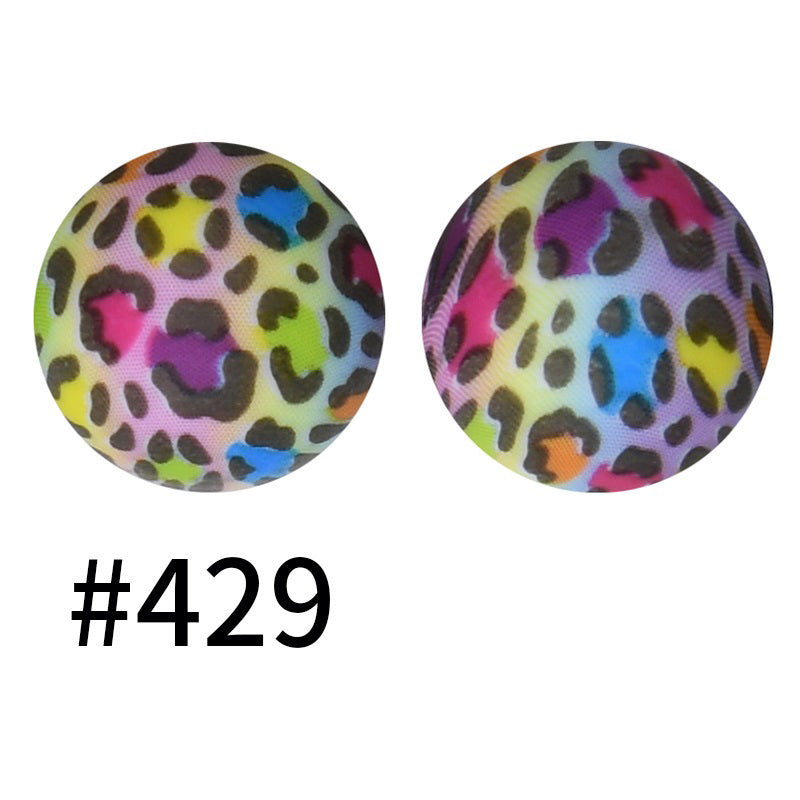 15mm Printed Silicone Beads Color 50pcs #351-#553