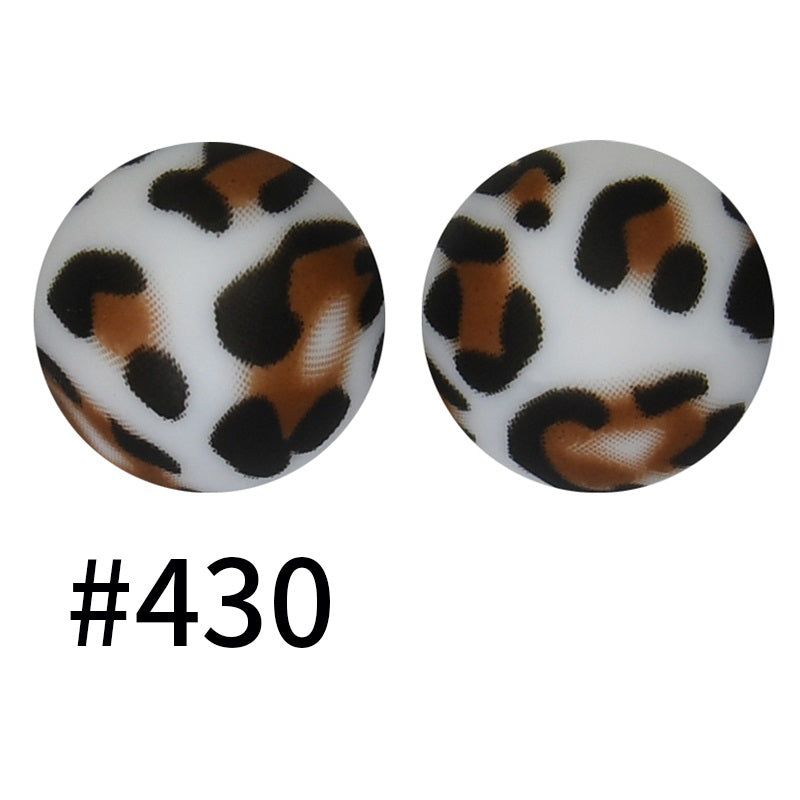 15mm Printed Silicone Beads Color 50pcs #351-#553