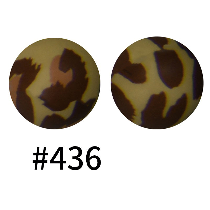 15mm Printed Silicone Beads Color 50pcs #351-#553