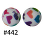 15mm Printed Silicone Beads Color 50pcs #351-#553