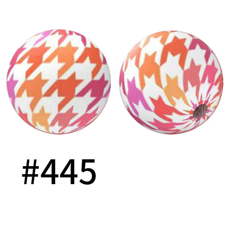15mm Printed Silicone Beads Color 50pcs #351-#553