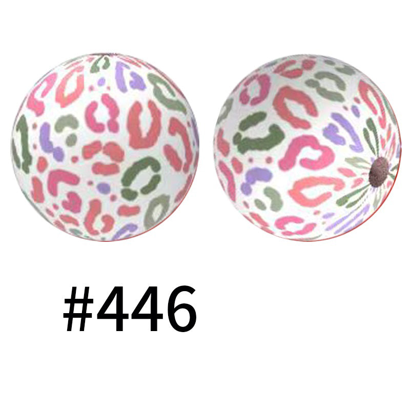 15mm Printed Silicone Beads Color 50pcs #351-#553