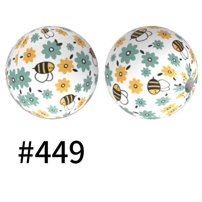 15mm Printed Silicone Beads Color 50pcs #351-#553