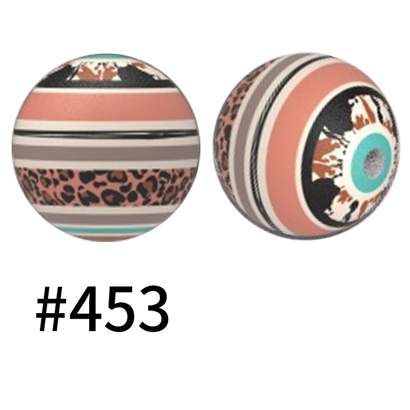 15mm Printed Silicone Beads Color 50pcs #351-#553