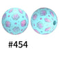 15mm Printed Silicone Beads Color 50pcs #351-#553