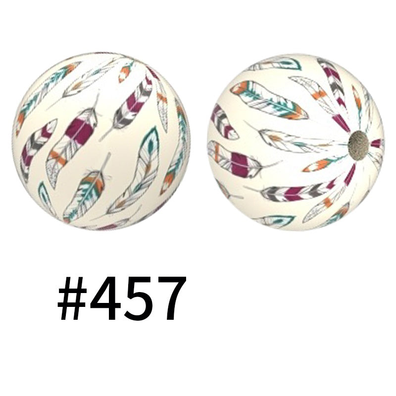 15mm Printed Silicone Beads Color 50pcs #351-#553