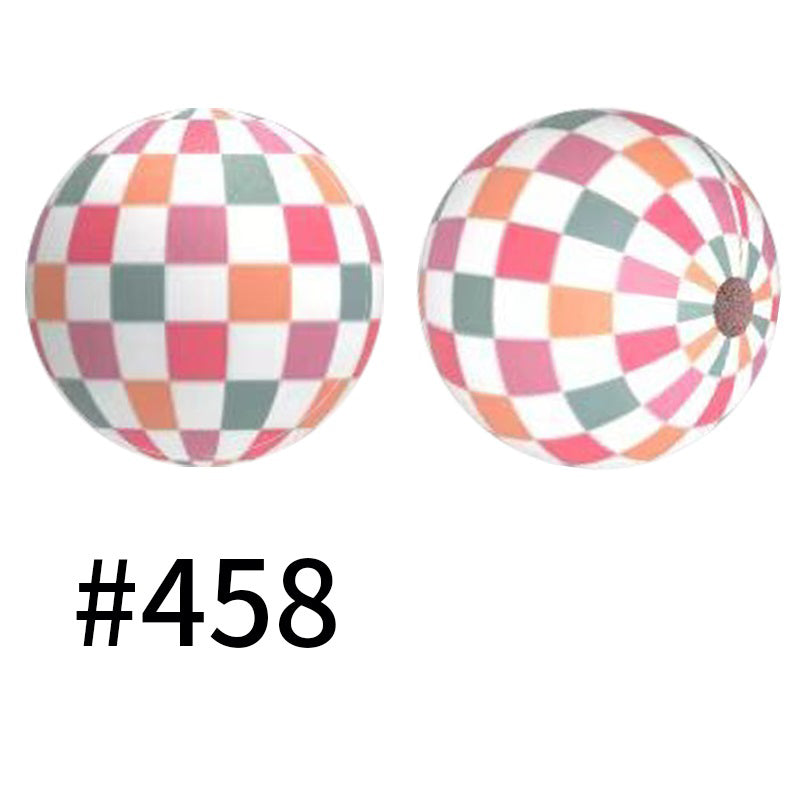 15mm Printed Silicone Beads Color 50pcs #351-#553