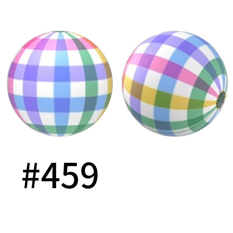15mm Printed Silicone Beads Color 50pcs #351-#553