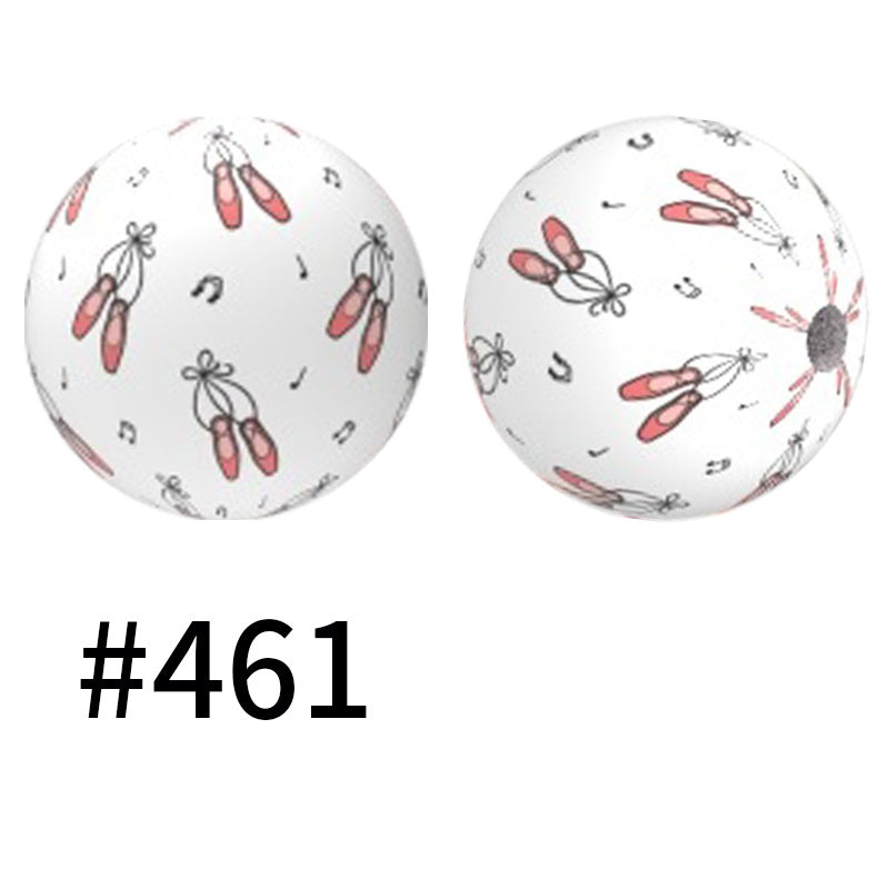 15mm Printed Silicone Beads Color 50pcs #351-#553