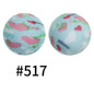 15mm Printed Silicone Beads Color 50pcs #351-#553