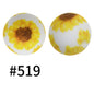 15mm Printed Silicone Beads Color 50pcs #351-#553