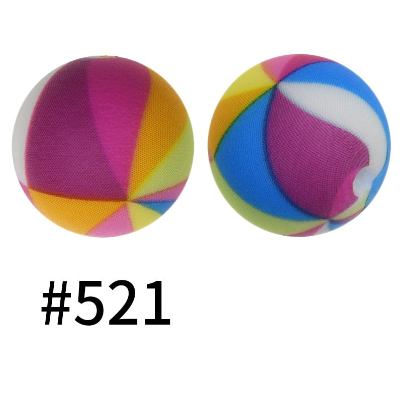 15mm Printed Silicone Beads Color 50pcs #351-#553