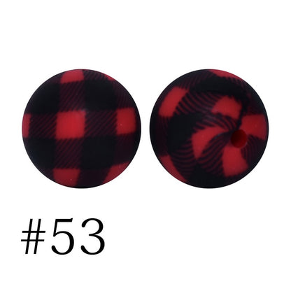 Round Printed Silicone Beads 53