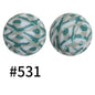 15mm Printed Silicone Beads Color 50pcs #351-#553