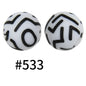 15mm Printed Silicone Beads Color 50pcs #351-#553