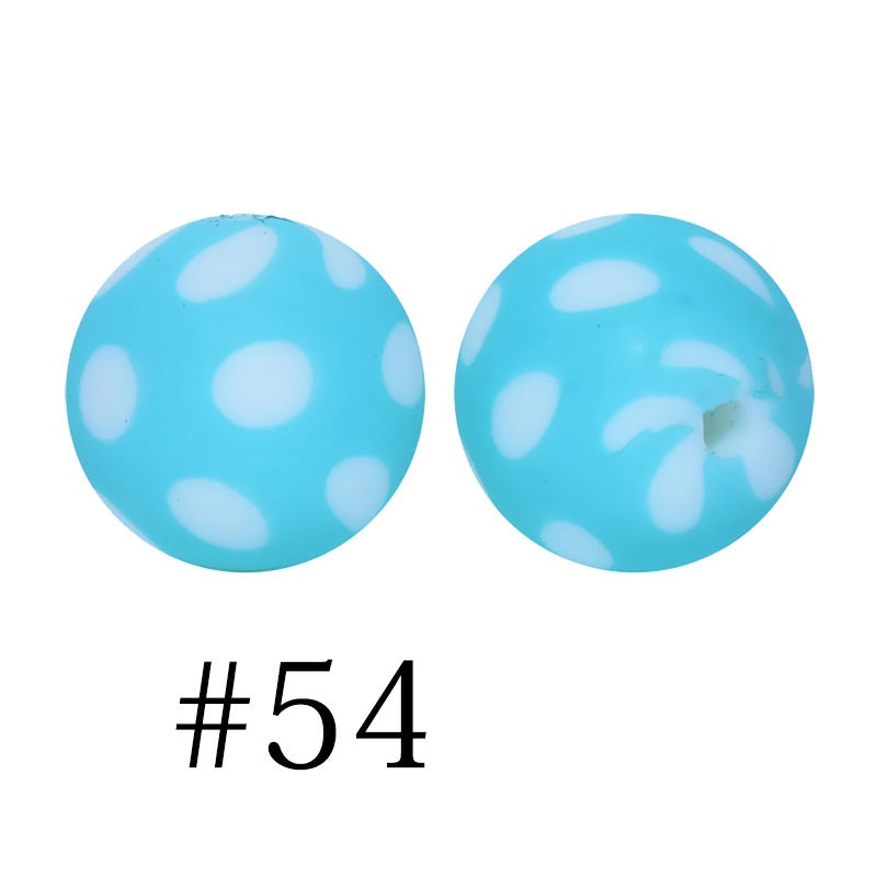 Round Printed Silicone Beads 54