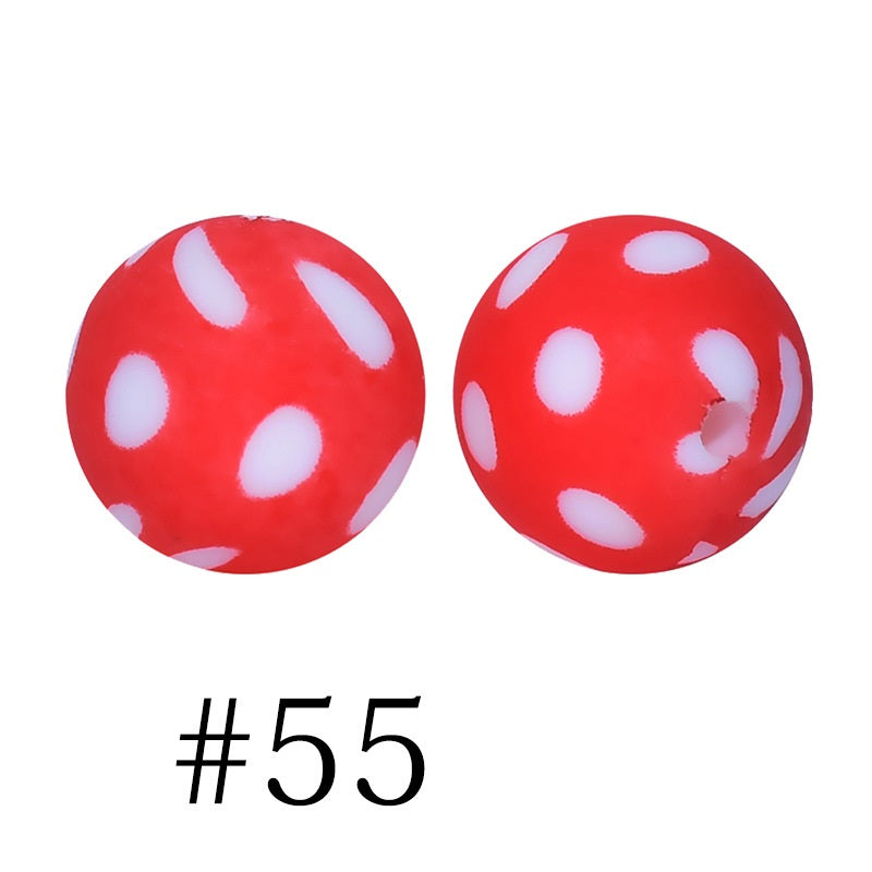 Round Printed Silicone Beads 55