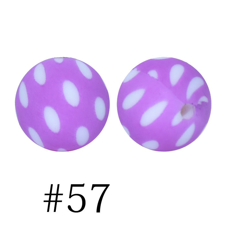 Round Printed Silicone Beads 57