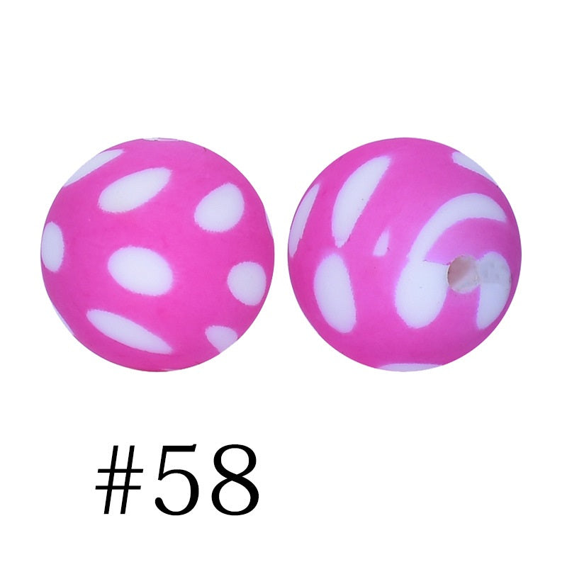 Round Printed Silicone Beads 58