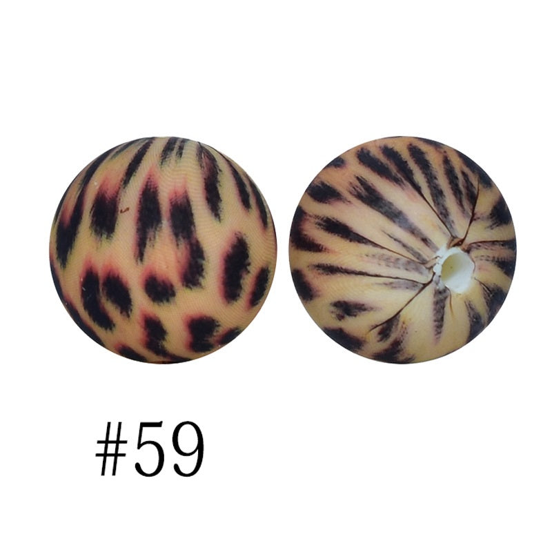 Round Printed Silicone Beads 59