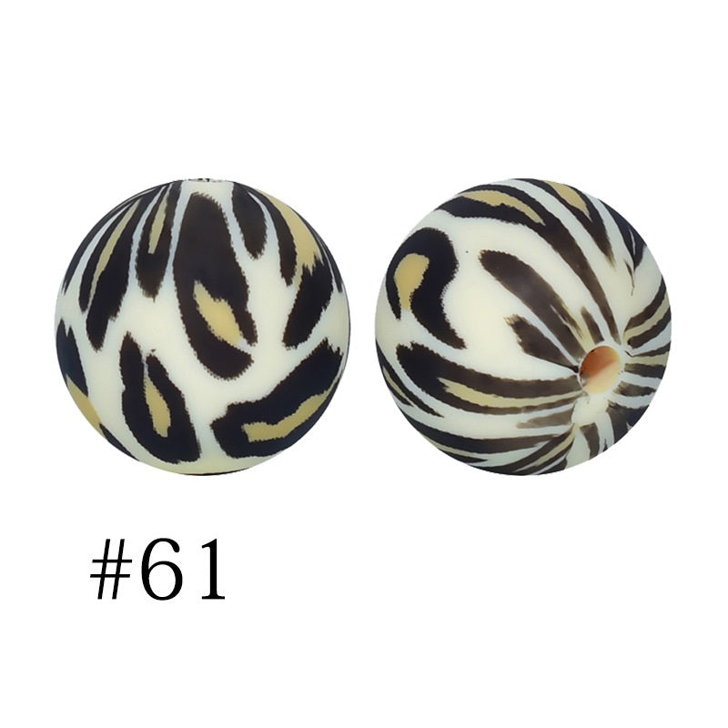 Round Printed Silicone Beads 61
