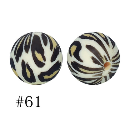 Round Printed Silicone Beads 61
