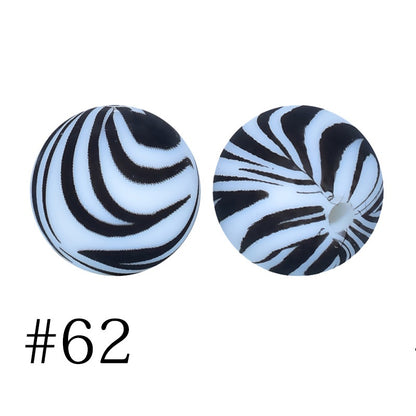 Round Printed Silicone Beads 62