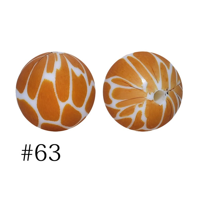 Round Printed Silicone Beads 63