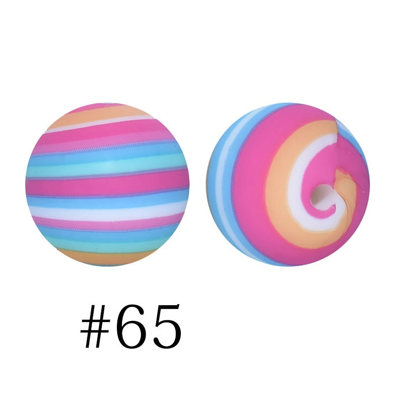 Round Printed Silicone Beads 65