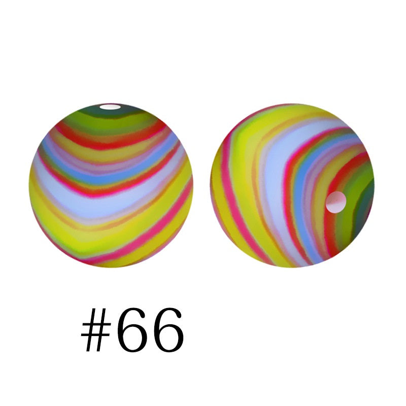 Round Printed Silicone Beads 66