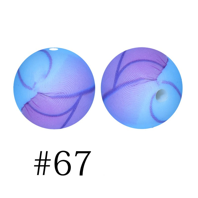 Round Printed Silicone Beads 67