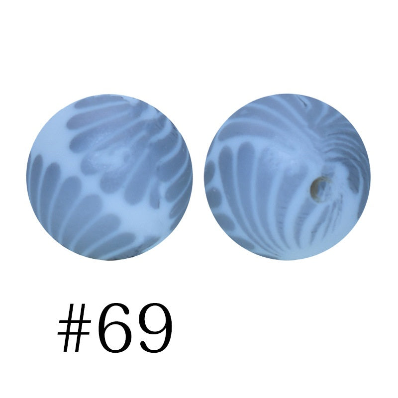Round Printed Silicone Beads 69