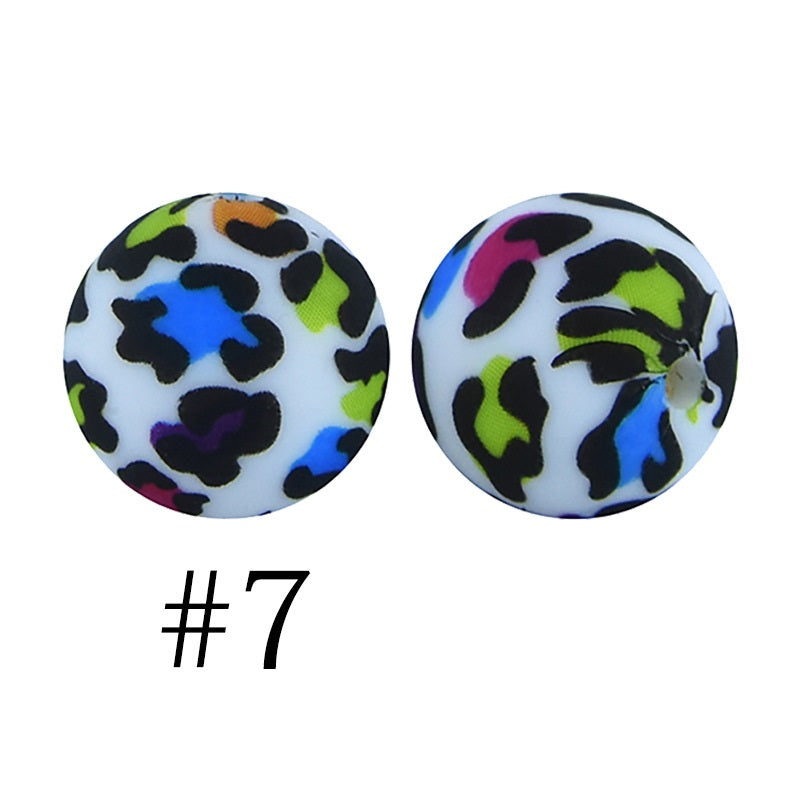 Round Printed Silicone Beads 7