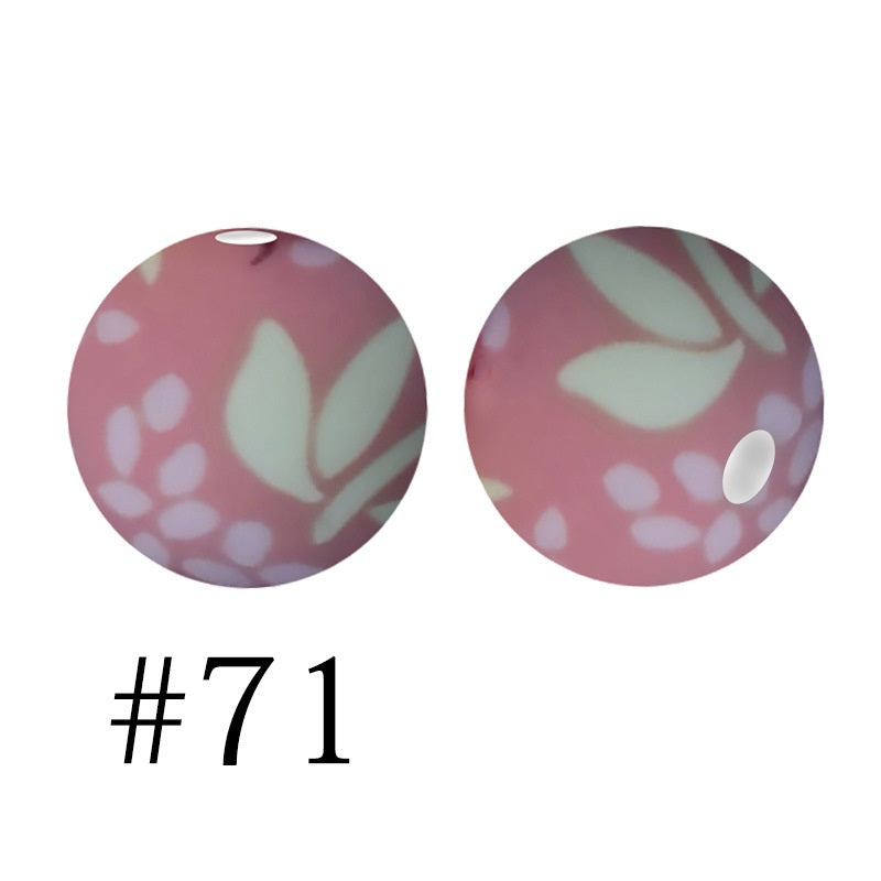 Round Printed Silicone Beads 71