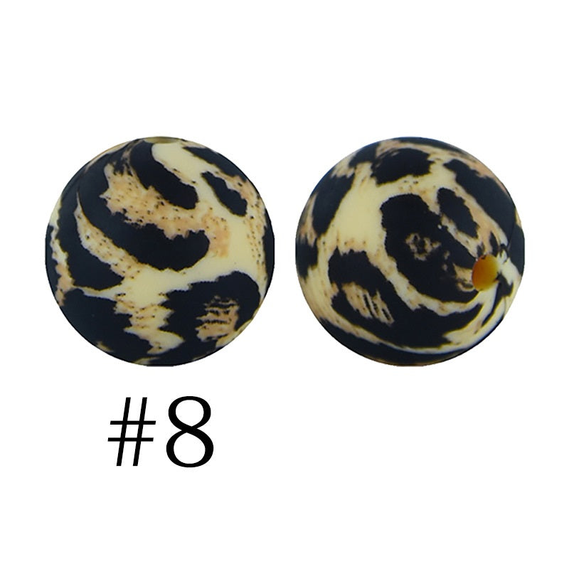 Round Printed Silicone Beads 8