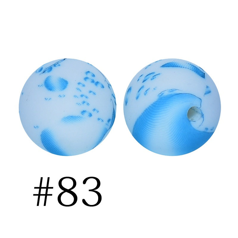 Round Printed Silicone Beads 83