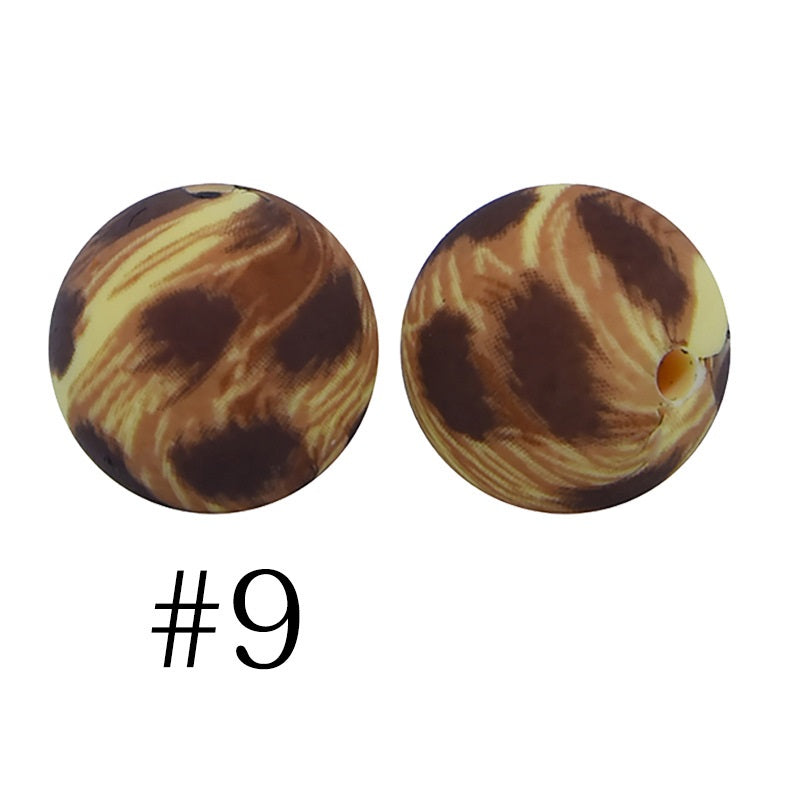 Round Printed Silicone Beads 9