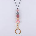 Silicone Rainbow Bead Necklace Wholesale pink