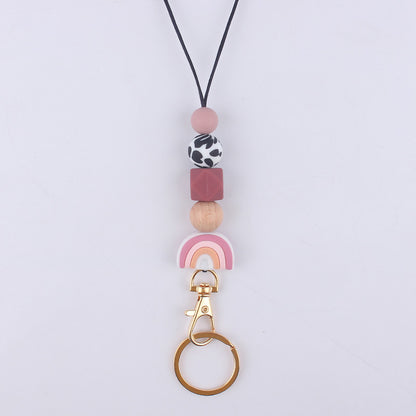 Silicone Rainbow Bead Necklace Wholesale pink