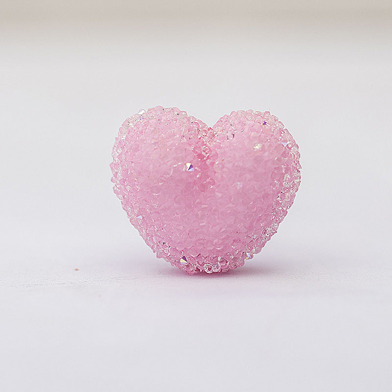 Soft Granulated Sugar Beads Heart Shape Acrylic Beads Pink