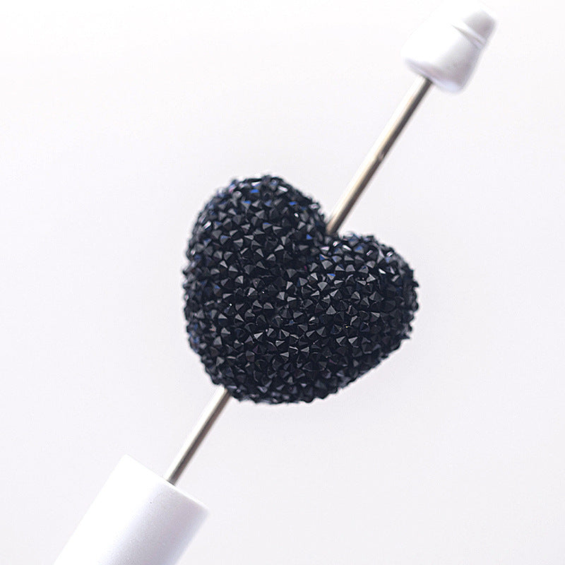 Soft Granulated Sugar Beads Heart Shape Acrylic Beads black