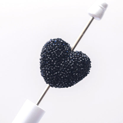 Soft Granulated Sugar Beads Heart Shape Acrylic Beads black