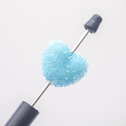 Soft Granulated Sugar Beads Heart Shape Acrylic Beads lake blue