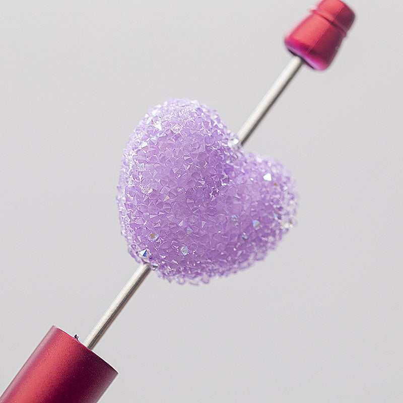 Soft Granulated Sugar Beads Heart Shape Acrylic Beads purple