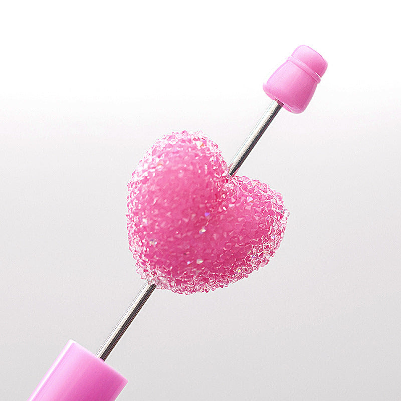 Soft Granulated Sugar Beads Heart Shape Acrylic Beads rose red