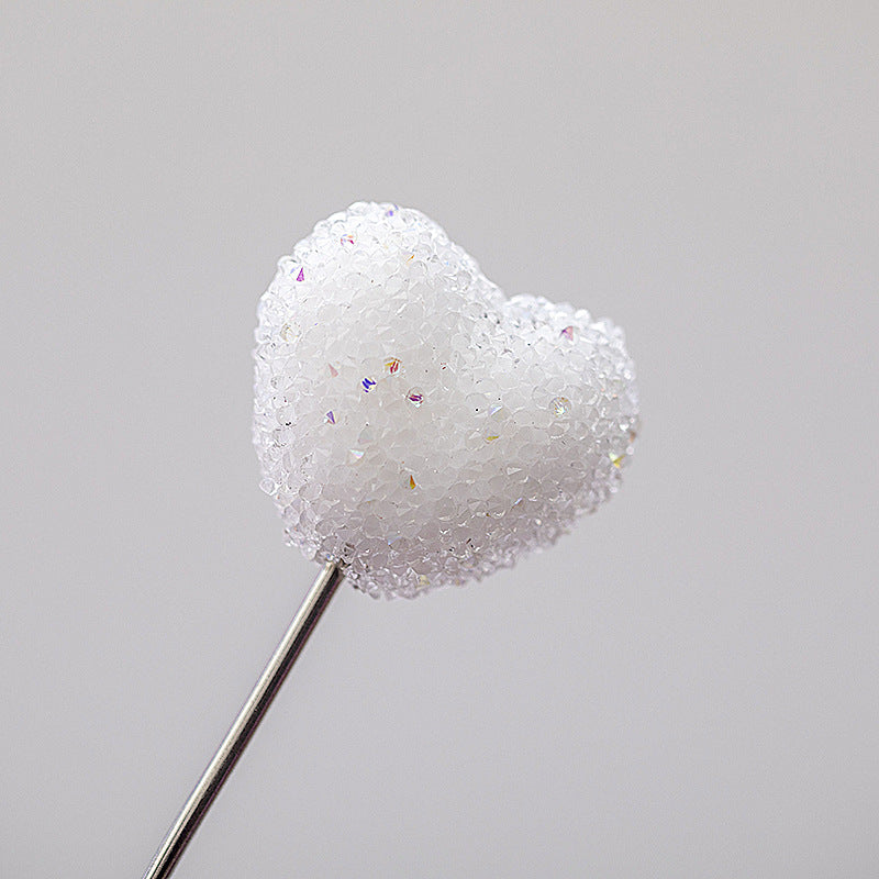 Soft Granulated Sugar Beads Heart Shape Acrylic Beads white