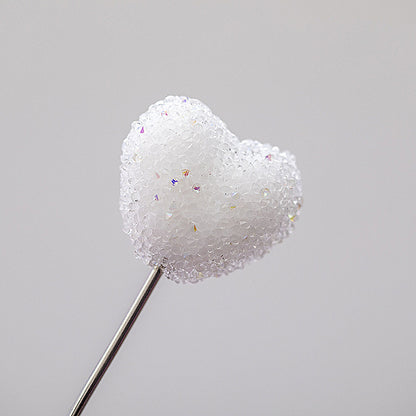 Soft Granulated Sugar Beads Heart Shape Acrylic Beads white