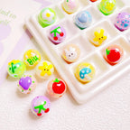Hand-Painted Round Acrylic Beads 16mm Cartoon Design 5pcs