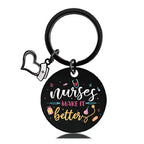 Stainless Steel Nurse Nursing Heart Cap Charm Color Printing Keychain 6