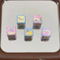 Spring Blue Pink Puppy Square Acrylic Beads 14mm 10pcs